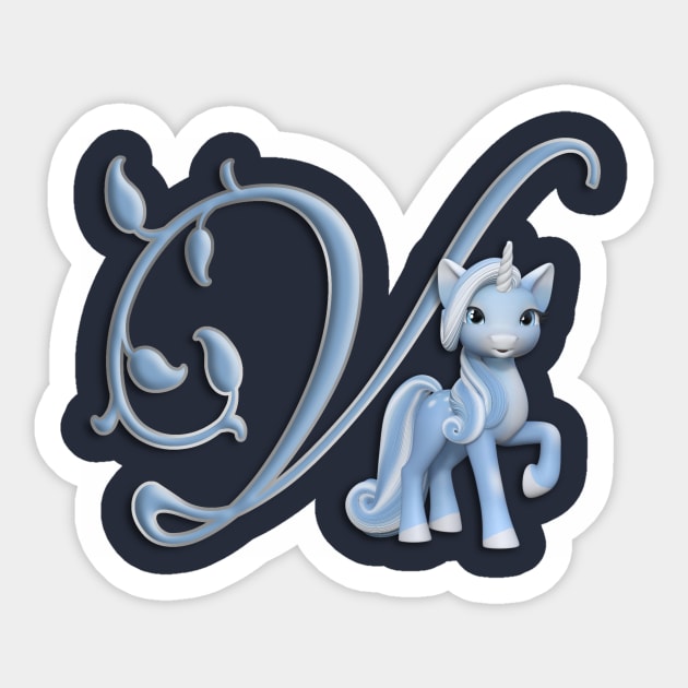 Monogram V Custom Unicorn Sticker by AlondraHanley